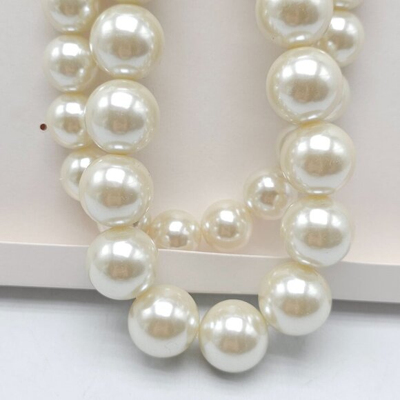 Zara Double Faux Pearl Statement Necklaces Gold Tone Clasp Jewelry Set Of Two * - Picture 3 of 6